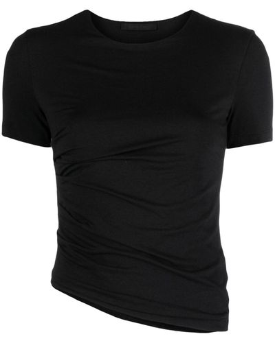 Helmut Lang Twisted Gathered Asymmetric T-shirt - Black
