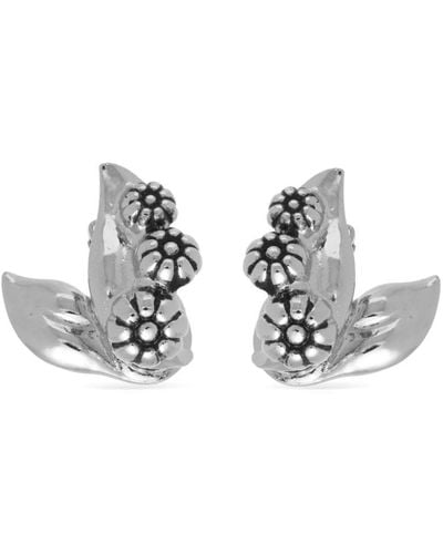 Toga Floral Clip Earrings - White
