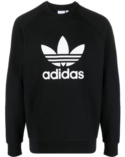 adidas Logo-print Jersey-knit Sweatshirt - Black