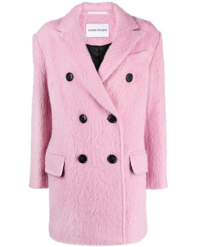Stand Studio Esme Brushed Double-breasted Coat - Pink