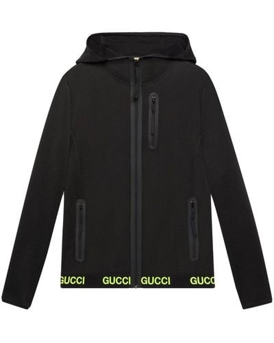 Gucci Kapuzenjacke mit Logo-Print - Schwarz