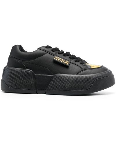 Versace Logo-patch Round-toe Sneakers - Black