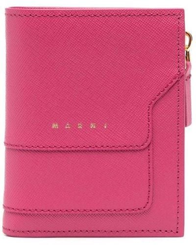 Marni Logo-stamp Leather Wallet - Pink