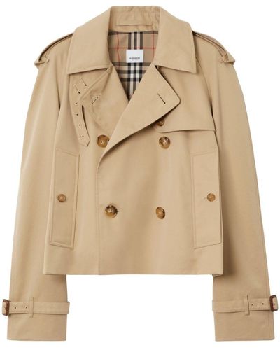 Burberry Double-breasted Cropped Trench Coat - Natural