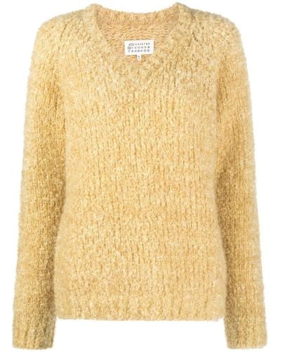 Maison Margiela V-neck Knitted Sweater - Yellow