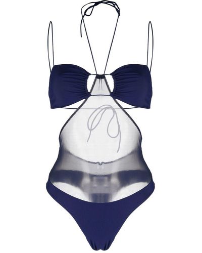 Amazuìn Kate Sheer-panel Strappy Swimsuit - Blue