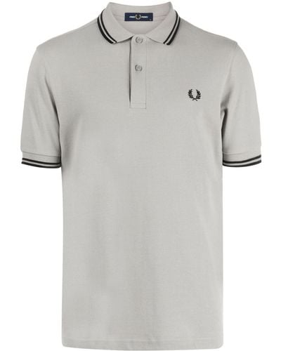 Fred Perry Laurel Wreath-embroidered Cotton Polo Shirt - Gray
