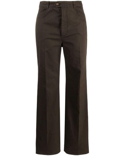 Saint Laurent Pantalon en coton à coupe droite - Noir