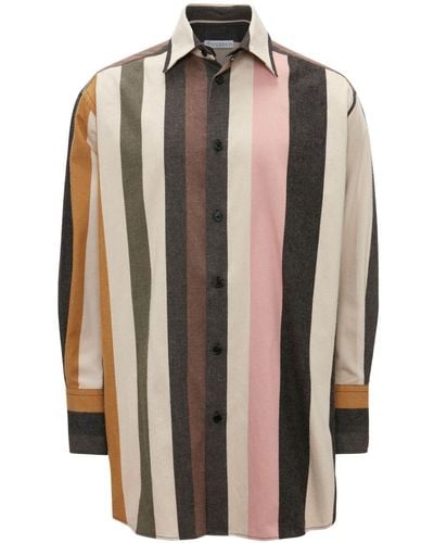 JW Anderson Striped Button-up Cotton Shirt - Natural