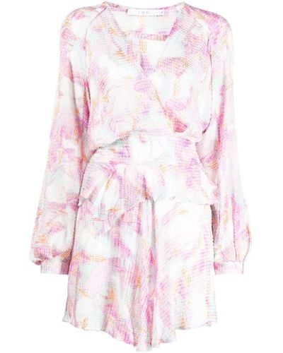 IRO Textured-finish Floral-print Dress - Pink