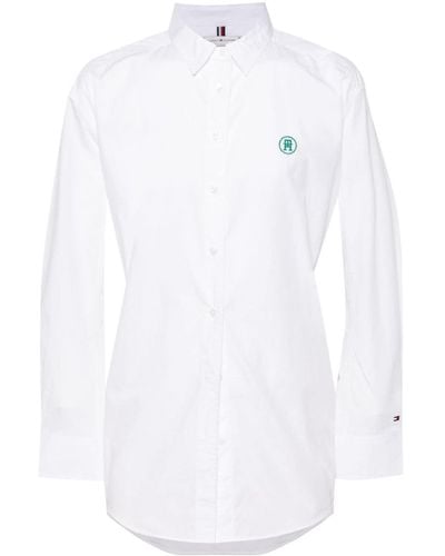 Tommy Hilfiger Logo-embroidered Cotton Shirt - White