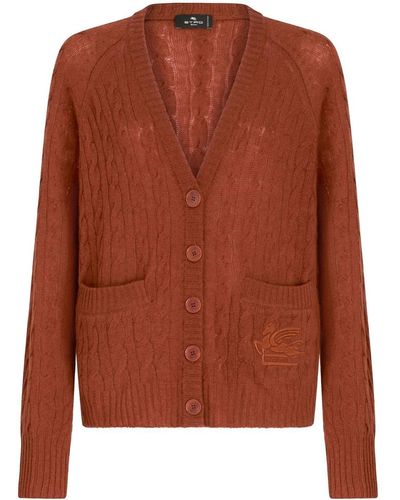 Etro Cable-knit Cashmere Cardigan - Brown