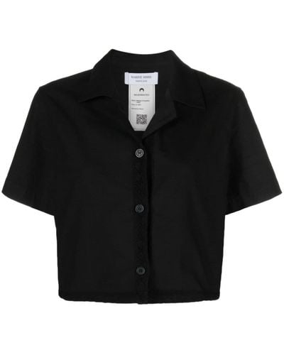 Marine Serre Regenerated Household Linen Cotton Shirt - Black