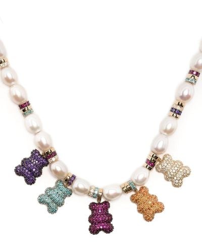 Apm Monaco Bear-motif Pearl Necklace - Metallic