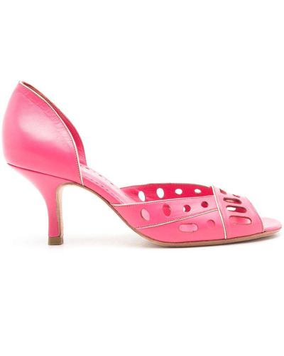 Sarah Chofakian Chanbon 55mm Leather Court Shoes - Pink