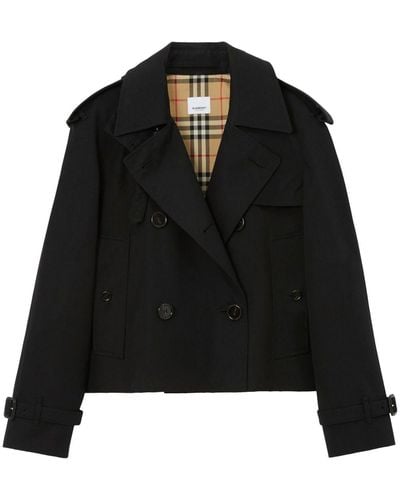 Burberry Double-breasted Cropped Trench Coat - Black