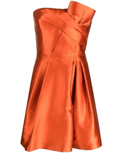 Alberta Ferretti Satin Finish Short Dress - Orange