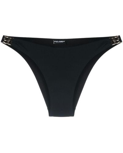 Dolce & Gabbana Bas de bikini à détail de logo - Noir