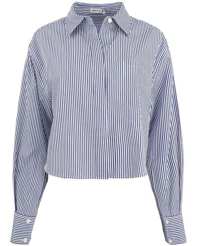 Jonathan Simkhai Renata Striped Cropped Shirt - Blue