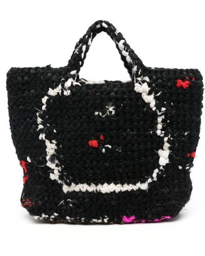 Daniela Gregis Crochet-knit Open-top Tote Bag - Black