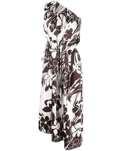 N°21 Floral-print One-shoulder Midi Dress - White