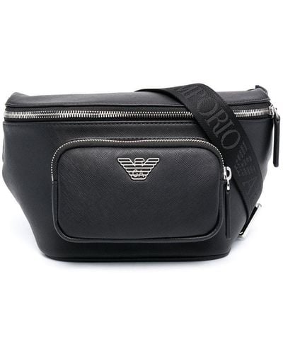 Emporio Armani Handtasche mit Logo-Schild - Schwarz