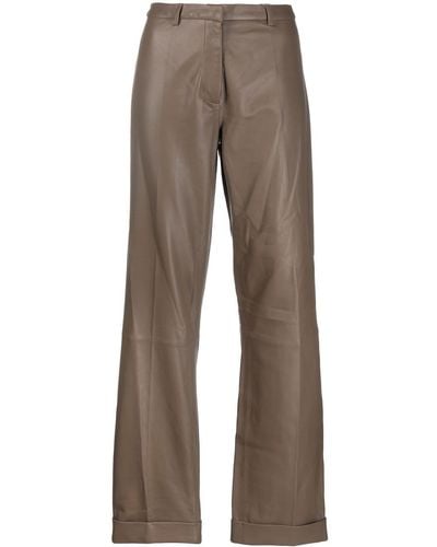 FEDERICA TOSI Pantalon évasé en cuir - Marron