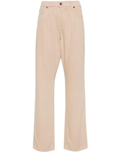 7 For All Mankind Tess High-rise Straight-leg Trousers - Natural