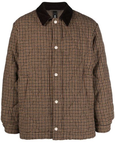 Mackintosh Teeming Houndstooth-print Wool Jacket - Brown