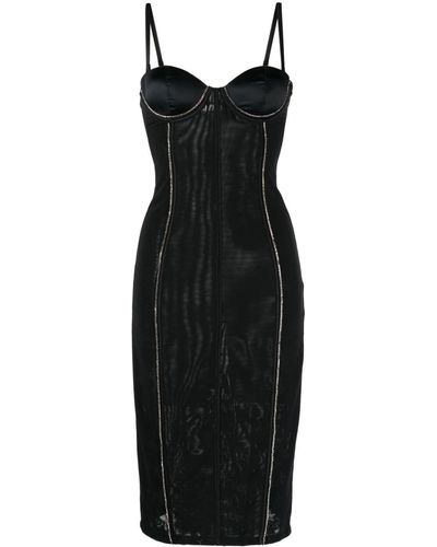 Fleur du Mal Bustier-style Fitted Midi Dress - Black