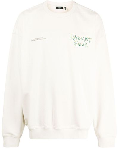 FIVE CM Embroidered-slogan Cotton Sweatshirt - White