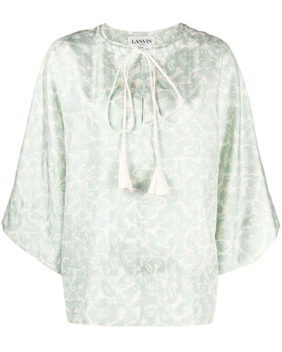 Lanvin Floral-print Silk Blouse - White