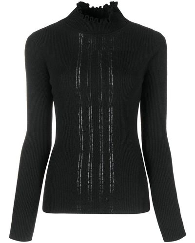 Claudie Pierlot High-neck Cable-knit Sweater - Black