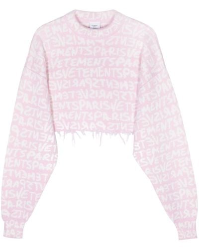 Vetements Cropped-Pullover mit Monogramm - Pink