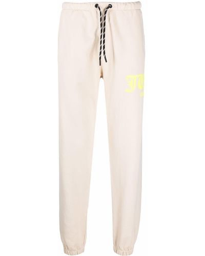 Just Cavalli Gothic Logo-print Track Trousers - Natural