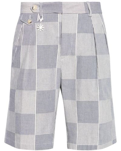 Manuel Ritz Checked Cotton Bermuda Shorts - Gray