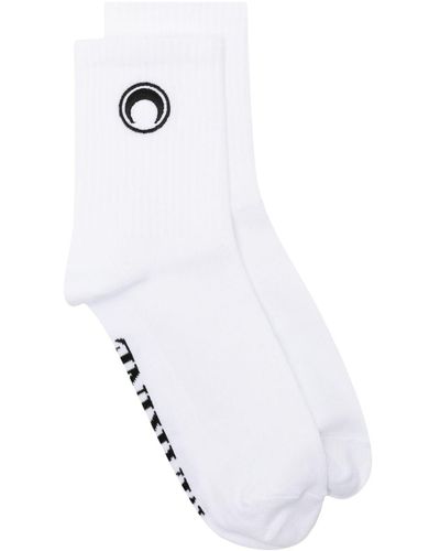 Marine Serre Crescent Moon Cotton-blend Ankle Socks - White