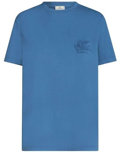 Etro T-shirt Met Pegaso Patroon - Blauw