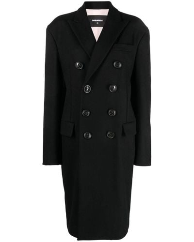 DSquared² Double-breasted Virgin Wool Coat - Black