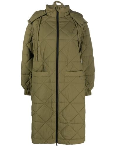 Bimba Y Lola Hooded Quilted Zip-up Parka Coat - Green