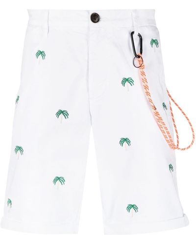 Sun 68 Palm-tree Embroidered Bermuda Shorts - White