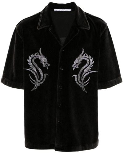 Alexander Wang Dragon Hotfix Fluwelen Shirts - Zwart