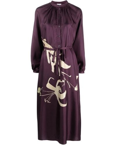 Pierre Louis Mascia Graphic-print Silk Midi Dress - Purple