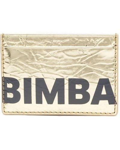Bimba Y Lola Logo-print leather card holder - Natur
