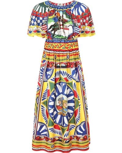 Dolce & Gabbana Zijden Midi-jurk Met Print - Meerkleurig