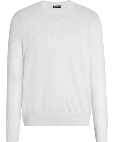 Zegna Crewneck silk-blend sweatshirt - Blanco