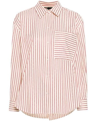 Maje Crystal-embellished Striped Shirt - Pink