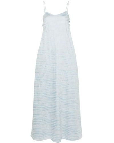 Emporio Armani Linen Blend Jacquard Midi Dress - White