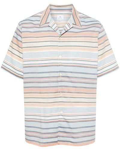 PS by Paul Smith Horizontal-stripe Short-sleeve Shirt - White