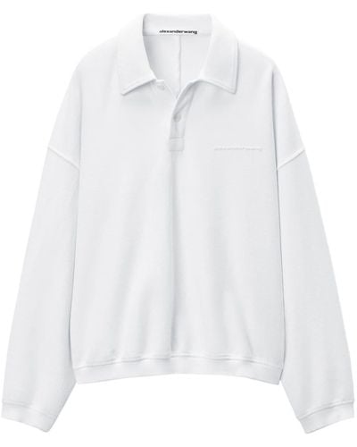 Alexander Wang Logo-embossed Cotton Polo Shirt - White